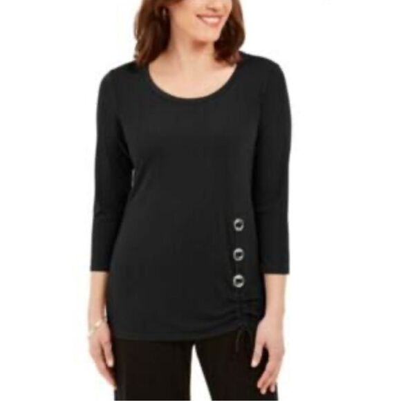 Joseph Ribkoff Black Jersey Tunic W/ ruching Detail 12 - Picture 1 of 7